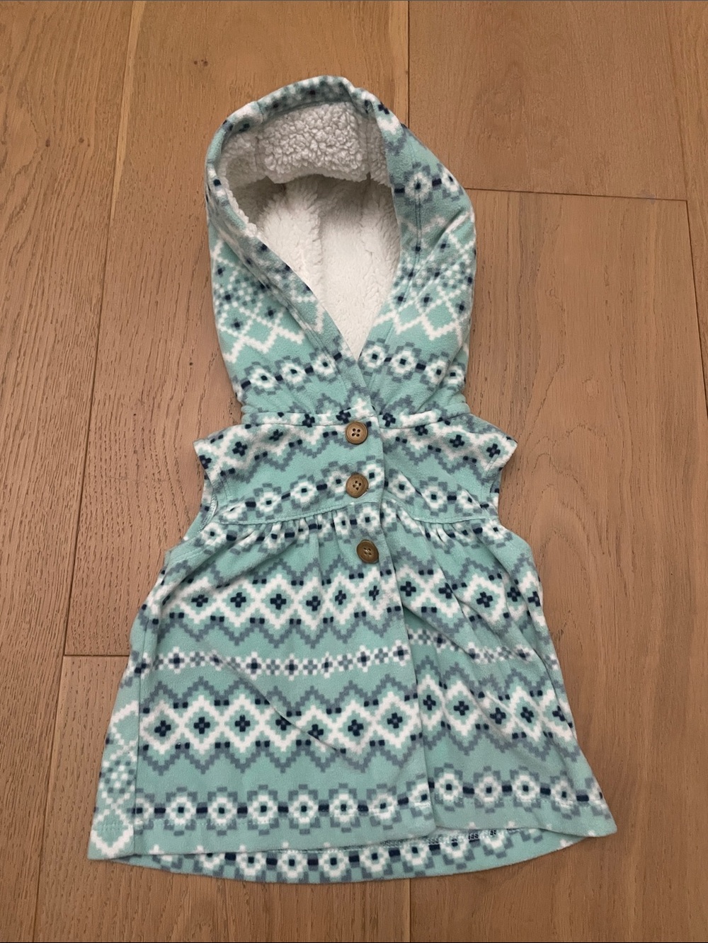Carter's Mint & Navy Pattern Hooded Baby Dress
